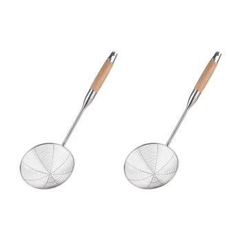 2PK D.Line Stainless Steel Wok Wire Skimmer W/ Beechwood 13.5cm Diameter