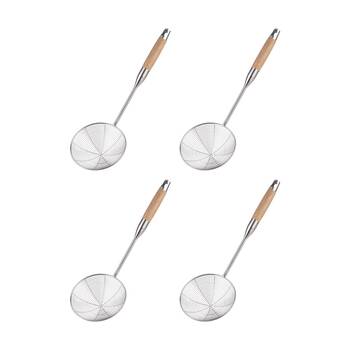 4PK D.Line Stainless Steel Wok Wire Skimmer W/ Beechwood 13.5cm Diameter