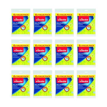 12x6pc Vileda All-Purpose Cloth Microfibre Blend Absorbent 29x40cm