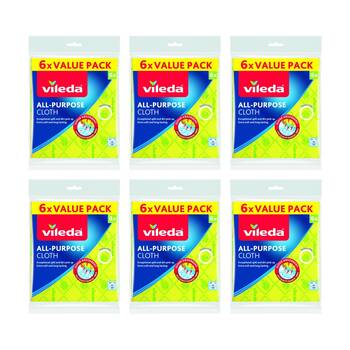 6x6pc Vileda All-Purpose Cloth Microfibre Blend Absorbent 29x40cm