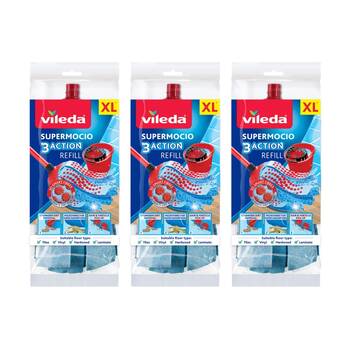 3PK Vileda SuperMocio 3 Action Mop Refill Extra Long Three Cleaning Zones