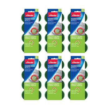 6x4pc Vileda Handi Dish Heavy Duty Refills Durable Cleaning Sponges