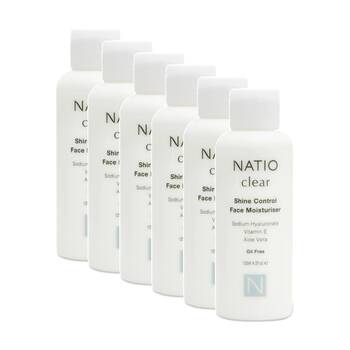 6PK Natio Face Moisturiser Clear Shine Control Sodium Hyaluronate 125ml
