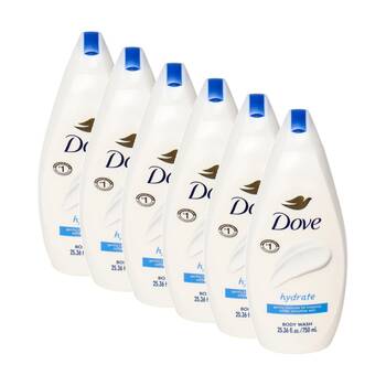 6PK Dove Gentle Cleanse Hydrate Body Wash Moisturising Formula 750ml