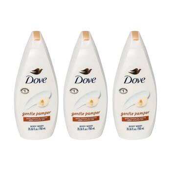 3PK Dove Gentle Cleanse Pamper Body Wash Nourishing Formula 750ml