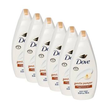 6PK Dove Gentle Cleanse Pamper Body Wash Nourishing Formula 750ml
