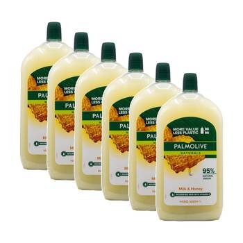 6PK Palmolive Antibacterial Hand Wash Refill Bottle 1L Vitamin E Milk & Honey