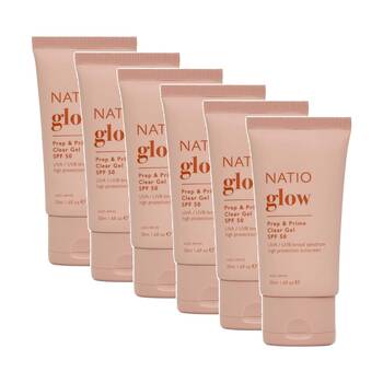 6x Natio Prep Prime Glow Clear Gel Broad Spectrum SPF50 High Protection 50mL