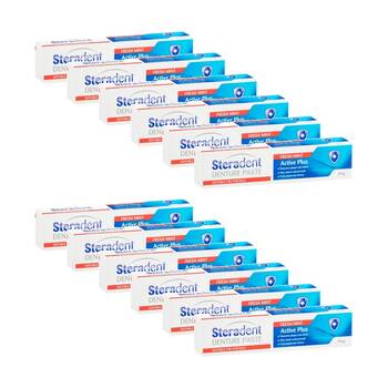 12PK Steradent Denture Paste Active Plus Fresh Mint Oral Care For Partials 115g