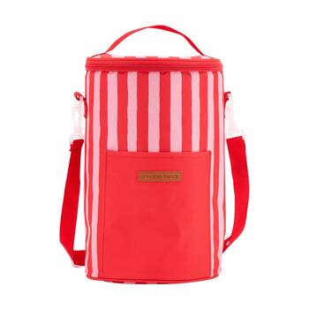Annabel Trends Tall Picnic Cooler Bag Barrel Red & Pink Stripe 33x20cm