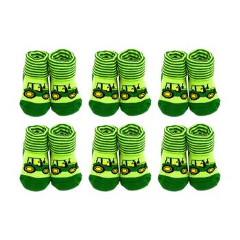6PK John Deere 0-6M Baby Tractor Cotton Blend French Terry Cuff Booties