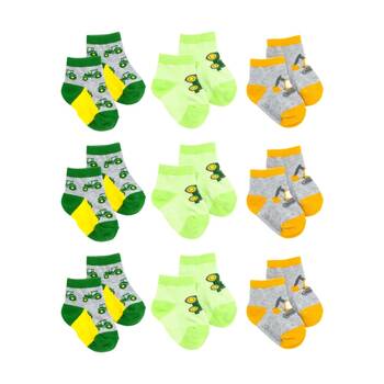 3x 3pc John Deere 0-6M Shortie Truck Design Cotton Blend Socks For Babies