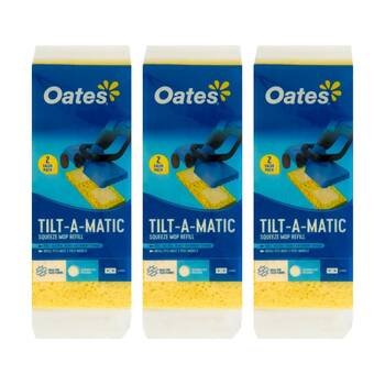 3x2pc Oates Tilt-A-Matic Squeeze Mop Refill With Scour Dot Compatible