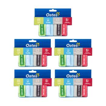 5x4pc Oates Microfibre Multi-Surface Cleaning Kit Colour Coded Cloths