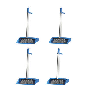 4PK Oates Commercial Lobby Pan And Brush Set Blue Aluminium Handles