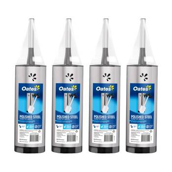 4PK Oates Polished Steel Premium Toilet Brush Set Fingerprint Resistant