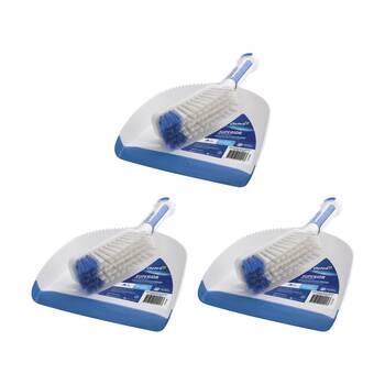 3PK Oates Superior Grip Dustpan Set Electrostatic Rubber Edge Handle