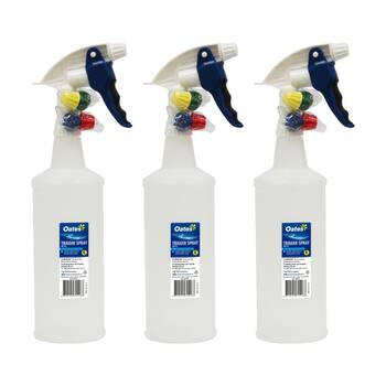 3PK Oates Trigger Spray Bottle Heavy Duty High Output Nozzle Assorted 1L