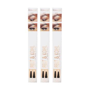 3PK Revolution Felt & Kohl Eyeliner Precision Dual Liner Eye Makeup White 1.3g