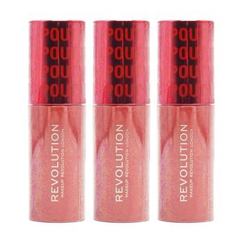 3PK Revolution Pout Tint Lip Gloss Long Lasting Colour Sweetie Coral 3ml