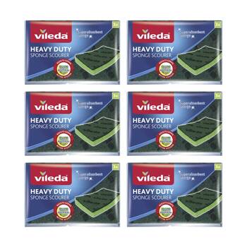 6x3pc Vileda Anti-Bac Cellulose Heavy Duty Sponge Scourer Antibacterial