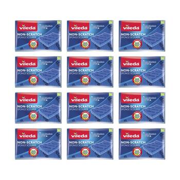 12x3pc Vileda Anti-Bac Cellulose Non-Scratch Sponge Scourer Antibacterial