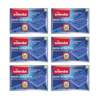 6x3pc Vileda Anti-Bac Cellulose Non-Scratch Sponge Scourer Antibacterial