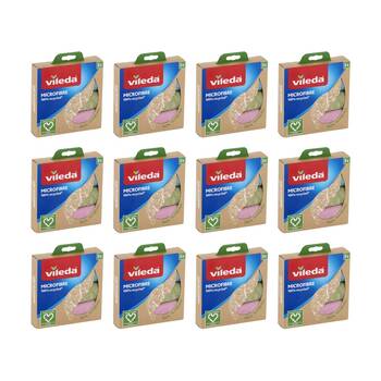 12x3pc Vileda Recycled Microfibre Cloth High Absorbency Pastel Colours