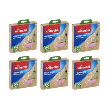 6x3pc Vileda Recycled Microfibre Cloth High Absorbency Pastel Colours