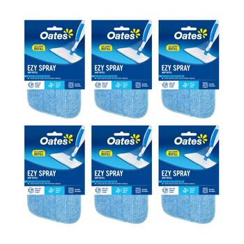 6PK Oates Ezy Spray Mop Refill Microfibre Pad Streakless Cleaning