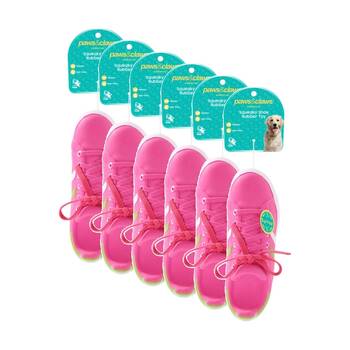 6x Paws And Claws Durable Squeaky Shoe Rubber Latex Dog Pet Toy 24cm Assorted