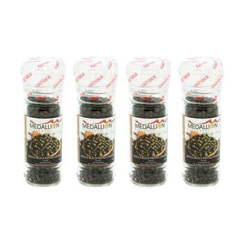 4PK Medallion Whole Peppercorn Black Pepper Mill Grinder Cooking Condiment 47g