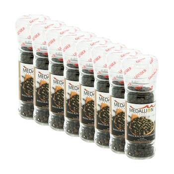 8PK Medallion Whole Peppercorn Black Pepper Mill Grinder Cooking Condiment 47g