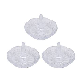3PK Annabel Trends Glass Jewellery/Ring Luxe Round Holder Organiser Clear