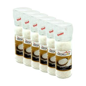 6PK Medallion Sea Salt Manual Mill Grinder Cooking Condiment 110g