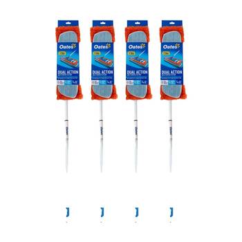 4PK Oates Dual Action Multi-Purpose Flat Mop Extendable Handle Swivel Head