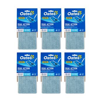 6PK Oates Dual Action Microfibre Flat Mop Refill Absorbent Sponge