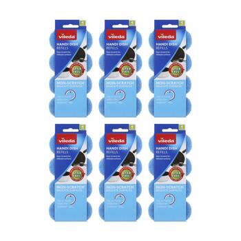 6x4pc Vileda Handi Dish Non-Scratch Refills Gentle Cleaning Sponges