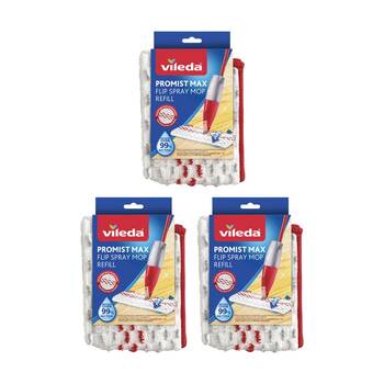 3PK Vileda ProMist Max Spray Mop Refill Double-Sided Reusable Pad