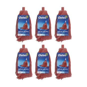 6PK Oates Value Mop Refill Red Absorbent Durable Cleaning Head 400g