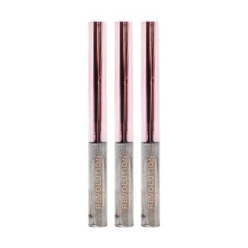 3PK Revolution Super Flick Liquid Eyeliner Eye Makeup Silver 2.4ml