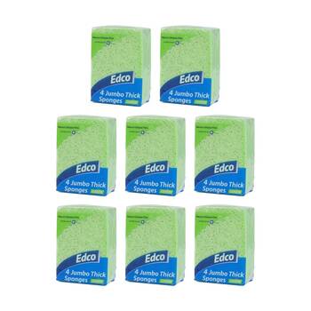 8x 4pc Edco Super Absorbent Natural Cellulose Jumbo Thick Sponges Green