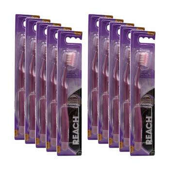 10PK Reach Ultimate Care Toothbrush W/ Multi-Level Bristles Soft Asstd Colours