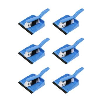 6PK Edco Flagged Fill Dustpan & Brush Set Commercial/Domestic Blue 220x110mm