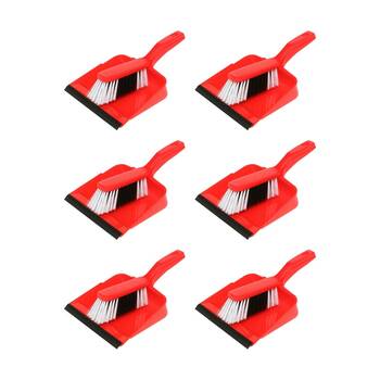 6PK Edco Flagged Fill Dustpan & Brush Set Commercial/Domestic Red 220x110mm