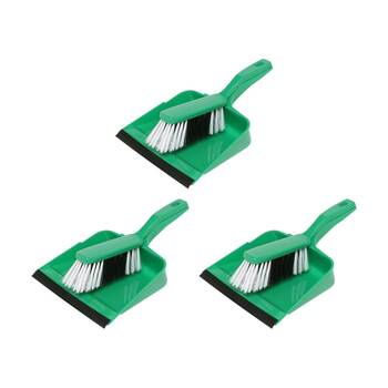 3PK Edco Flagged Fill Dustpan & Brush Set Commercial/Domestic Green 220x110mm
