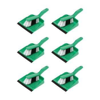 6PK Edco Flagged Fill Dustpan & Brush Set Commercial/Domestic Green 220x110mm