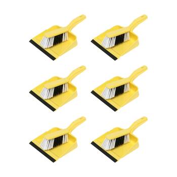 6PK Edco Flagged Fill Dustpan & Brush Set Commercial/Domestic Yellow 220x110mm