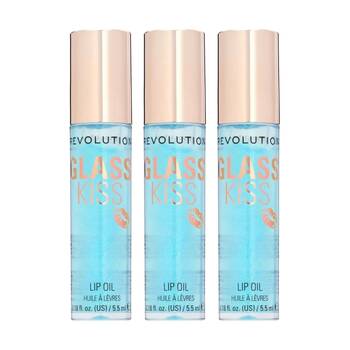 3PK Revolution Glass Kiss Roller Ball Lip Oil Mermaid Blue Shimmer 3ml