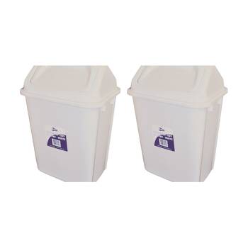 2PK Edco Double Sided Swing Top Tidy Bin W/ Removable Lid 20L White